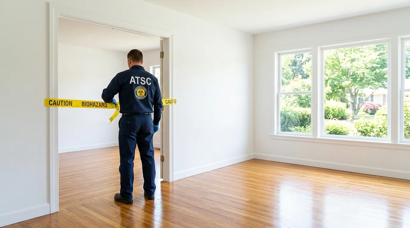 Certified biohazard cleanup crew performing Decomposition Cleanup in August